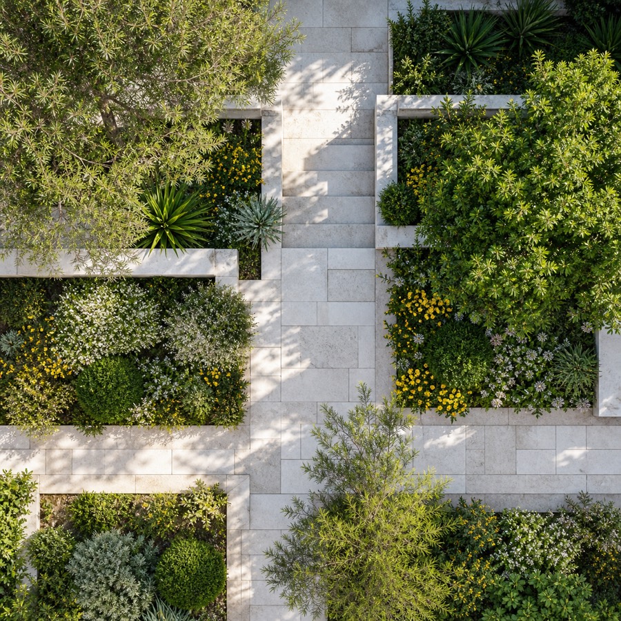 Aerial category garden paths
